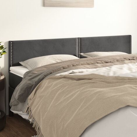2 pcs Têtes de lit pour lit double, Tableau décoratif de chevet Gris foncé 100x5x78/88 cm Velours CDE40871 (1/5)