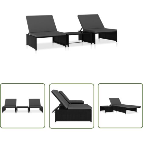 The Living Store Chaises inclinables de jardin lot de 2 et table résine tressée - Chaise De Jardin Inclinable - Fauteuil De Jardin - Mobilier De Jardin - Ensemble De Jardin - Salon De Jardin (1/5)