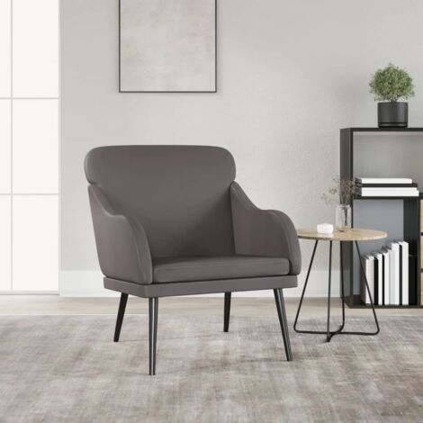 Fauteuil Salon Confortable, Chaises pour Salon, Siège élégant pour Chambre Gris 63x76x80 cm Similicuir ZSD50278 BonneVie (1/5)