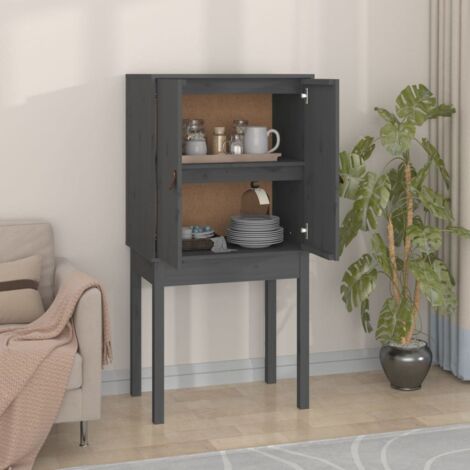 Buffet haut, Meuble de Rangement, Armoire de Cuisine Gris 60x40x120 cm Bois massif de pin RDS1530 (1/5)