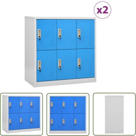5 pcs Armoires à casiers, Vestiaire Métallique, Meubles de rangement Gris clair et bleu 90x45x92,5 cm Acier HYB81217 (1/5)