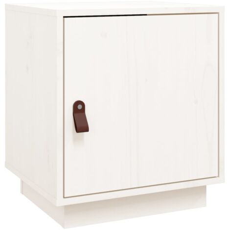 Table de chevet Blanc 40x34x45 cm Bois de pin solide (1/5)
