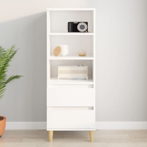 Buffet haut, Meuble de Rangement, Armoire de Cuisine Blanc 40x36x110 cm Bois d'ingénierie RDS1120 (1/5)