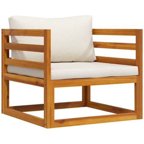Chaise de jardin, Fauteuil Extérieur, Siège confortable avec coussins crème Bois d'acacia massif BGT61381 (1/5)