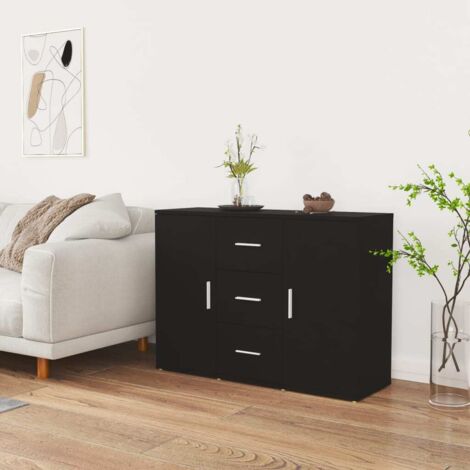 Buffet, Meuble de Rangement, Armoire de Cuisine Noir 91x29,5x65 cm Bois d'ingénierie RDS6860 (1/5)