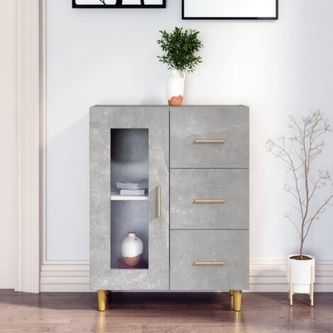 Buffet, Meuble de Rangement, Armoire de Cuisine Gris béton 69,5x34x90 cm Bois d'ingénierie RDS9589 (1/5)