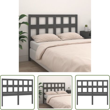 The Living Store Tête de lit Gris 205,5x4x100 cm Bois massif de pin - Tête De Lit - Tête De Lit Bois - Tête De Lit Grise - Meuble Chambre - Décoration Chambre (1/5)