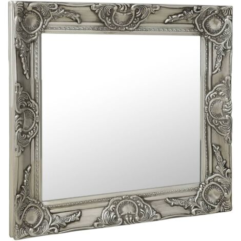 Miroir mural, Miroir de maquillage, Miroir suspendu pour Vanité, Salle de Bain, Salon Chambre style baroque 50x50 cm Argenté KIM8252 (1/5)