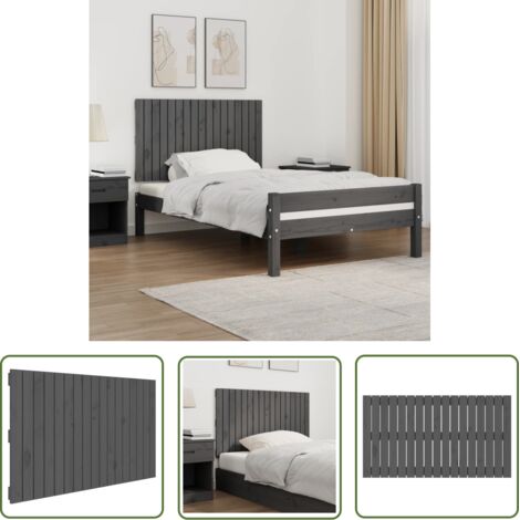 The Living Store Tête de lit murale Gris 108x3x60 cm Bois massif de pin - Tête De Lit Murale - Tête De Lit Bois - Tête De Lit Grise - Literie - Décoration Chambre (1/5)