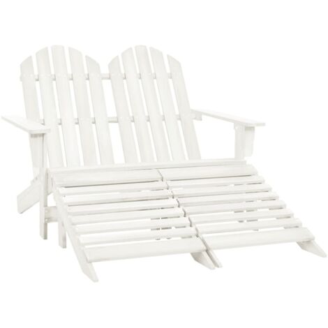 Chaise de jardin Adirondack 2 places et repose-pied, Fauteuil Extérieur, Siège confortable Sapin Blanc BGT73856 (1/5)