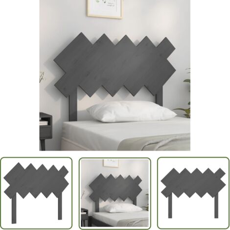 The Living Store Tête de lit Gris 104x3x80,5 cm Bois massif de pin - Tête De Lit - Lit - Meuble De Chambre - Bois Massif - Pin (1/5)