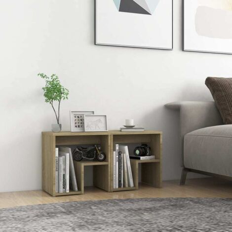 Lot de 2 Tables de chevet Tables de nuit Chêne sonoma 40x30x40 cm Aggloméré VGT78955 (1/5)
