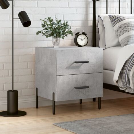 Table de chevet gris béton 40x35x47,5 cm bois d’ingénierie - The Living Store (1/5)