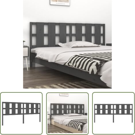 The Living Store Tête de lit Gris 205,5x4x100 cm Bois massif de pin - Tête De Lit - Tête De Lit Bois - Tête De Lit Grise - Meuble Chambre - Mobilier Chambre (1/5)
