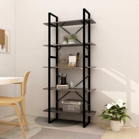 Bibliothèque à 5 niveaux, Étagère de Rangement, Meuble pour Dossier, Armoire de Rangement Gris 80x30x175 cm Bois d'ingénierie AXZ90702 (1/5)