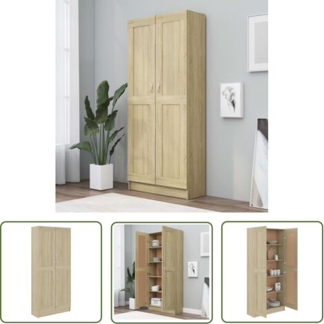 The Living Store Bibliothèque Chêne sonoma 82,5x30,5x185,5 cm Bois d'ingénierie - Bibliothèque - Meuble De Rangement - Étagère - Armoire À Livres - Mobilier Intérieur (1/5)