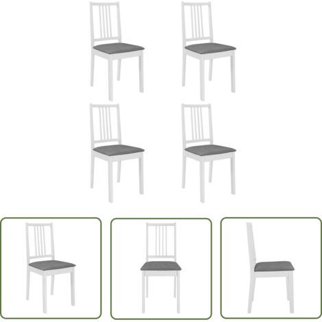 The Living Store Chaises à manger avec coussins lot de 4 blanc bois solide - Chaise De Salle À Manger - Chaises De Cuisine - Chaises Modernes - Chaises Confortables - Chaises Blanches (1/5)