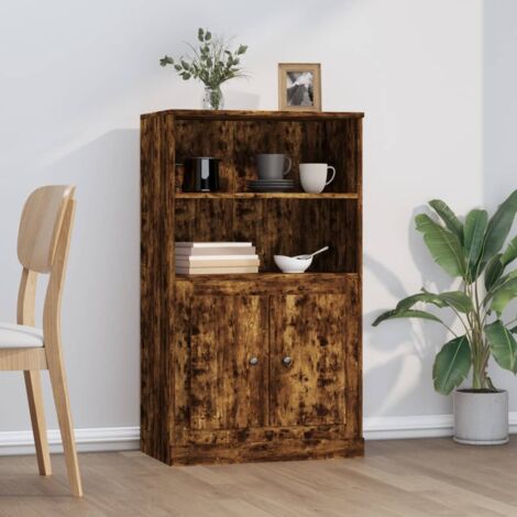 Buffet haut, Meuble de Rangement, Armoire de Cuisine chêne fumé 60x35,5x103,5 cm bois d'ingénierie RDS1477 (1/5)