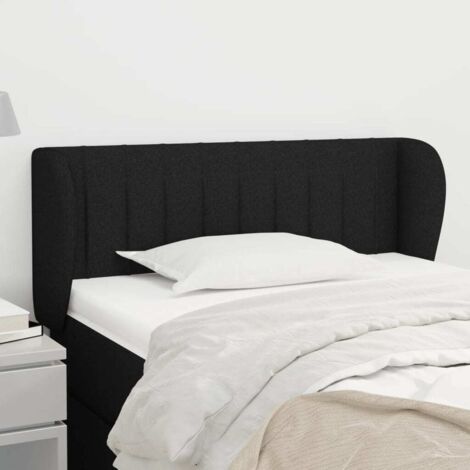 Tête de lit avec oreilles pour lit simple, Cadre de lit, Tableau décoratif de chevet Noir 83x23x78/88 cm Tissu CDE50239 (1/5)