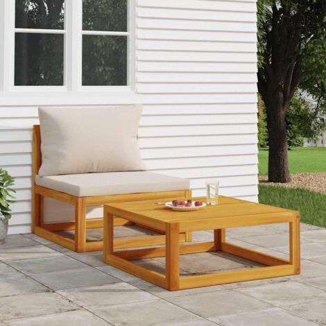 2 pcs Ensemble de Canapé de jardin, Banc de jardin, Canapé relax coussins bois massif acacia MJU2755 (1/5)