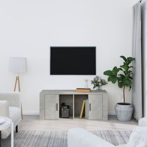 Meuble TV, Banc TV, Support pour Téléviseur, Meuble de Salon Gris béton 100x35x40 cm Bois d'ingénierie YHJ27883 (1/5)