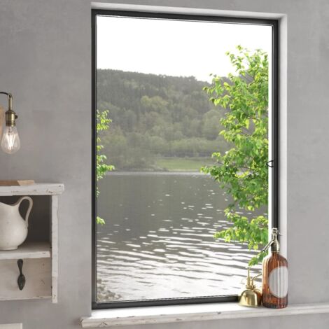 Moustiquaire pour fenêtres, Fenêtre Anti-Moustique, Rideaux Anti Mouche Anthracite 90x120 cm GTY44385 (1/5)