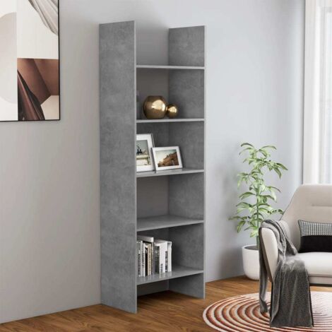 Bibliothèque, Étagère de Rangement, Meuble pour Dossier, Armoire de Rangement Gris béton 60x35x180 cm Aggloméré AXZ63523 (1/5)
