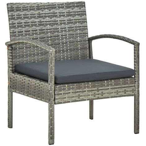 Chaise de jardin, Fauteuil Extérieur, Siège confortable avec coussin Résine tressée Gris BGT91945 (1/5)
