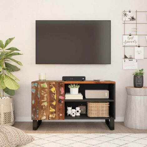 Meuble TV, Banc TV, Support pour Téléviseur, Meuble de Salon 80x33x46 cm bois de récupération et d'ingénierie YHJ89865 (1/5)