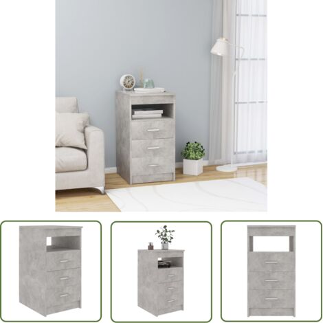 The Living Store Armoire à tiroirs Gris béton 40x50x76 cm Bois d'ingénierie - Meuble De Rangement - Armoire Tiroir - Commode - Meuble Gris - Mobilier Moderne (1/5)