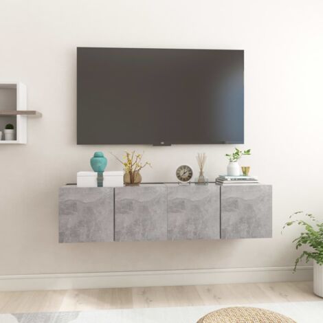 2 pcs Meubles TV suspendus, Banc TV, Support de Télévision, Meuble TV de salon Gris béton 60x30x30 cm YHJ75618 (1/5)