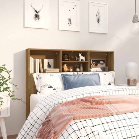 Armoire de tête de lit, Tête de lit avec rangement, Armoire de rangement pour chambre Chêne marron 120x19x103,5 cm CDE44341 (1/5)