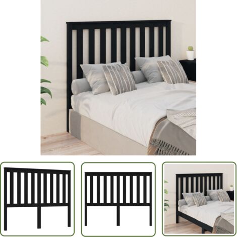 The Living Store Tête de lit Noir 126x6x101 cm Bois massif de pin - Tête De Lit - Tête De Lit En Bois - Tête De Lit Noire - Meuble De Chambre - Mobilier De Chambre (1/5)
