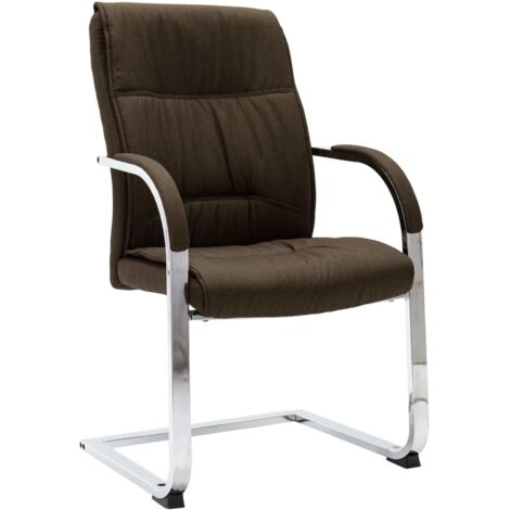 Chaise de Bureau Hauteur Réglable, Ergonomique Siège-Fauteuil avec Accoudoirs cantilever Marron Tissu BGT88930 (1/5)