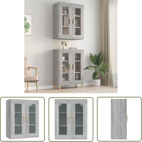 The Living Store Armoire murale suspendue Sonoma gris 69,5x34x90 cm - Armoire Murale - Meuble De Rangement - Étagère Murale - Décoration Intérieure - Bois D'ingénierie (1/5)