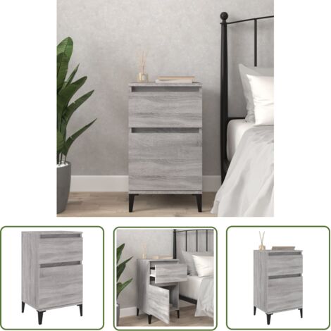 The Living Store Table de chevet sonoma gris 40x35x70 cm - Table De Chevet - Meuble De Chambre - Armoire - Commode - Étagère Murale (1/5)