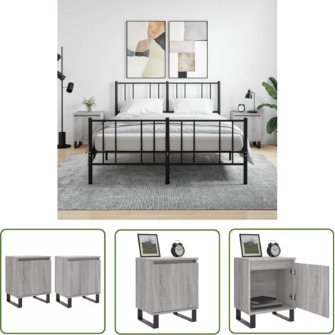 The Living Store Tables de chevet 2 pcs sonoma gris 40x30x50cm bois d'ingénierie - Table De Chevet - Meuble De Chambre - Table De Nuit - Commode - Rangement Intérieur (1/5)