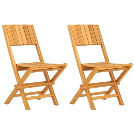 2 pcs Chaises de jardin pliantes, Fauteuils Extérieur, Sièges confortable 47x61x90 cm bois massif teck BGT43948 (1/5)