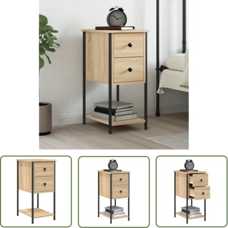 The Living Store Table de chevet chêne sonoma 32x42x70 cm bois d'ingénierie - Table De Chevet - Meuble De Chambre - Table D'appoint - Commode - Rangement (1/5)