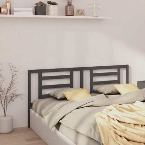 Tête de lit pour lit double, Cadre de lit, Tableau décoratif de chevet Gris 186x4x100 cm Bois de pin massif CDE65295 (1/5)