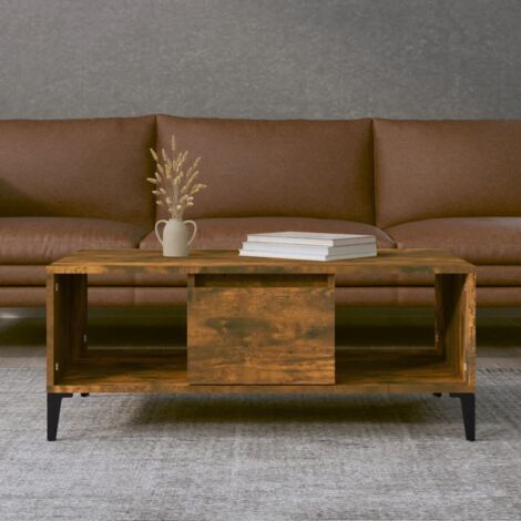 Table basse de salon Bout de canapé Tables d'appoint pour chambre Chêne fumé 90x50x36,5 cm Bois d'ingénierie XTT371 (1/5)