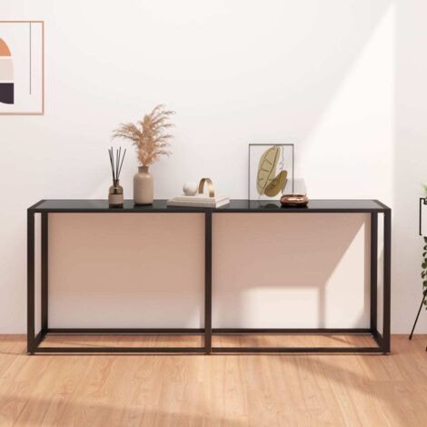 Table console,Table d'entrée Noir 180x35x75,5 cm Verre trempé ASD72059 (1/5)