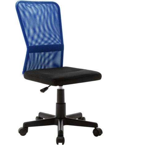 Chaise de Bureau Hauteur Réglable, Ergonomique Siège-Fauteuil avec Accoudoirs Noir et bleu 44x52x100 cm Tissu en maille BGT59715 (1/5)