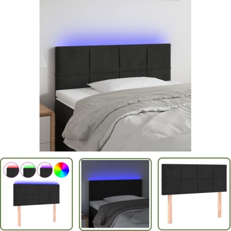 The Living Store Tête de lit à LED Noir 80x5x78/88 cm Velours - Tête De Lit Led - Tête De Lit Velours - Tête De Lit Moderne - Éclairage Led - Tête De Lit Ajustable (1/5)