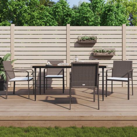 Chaises de jardin et coussins 4 pcs, Fauteuils Extérieur, Sièges confortable marron 56x59x84 cm rotin BGT26183 (1/5)