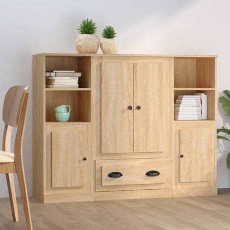 3 pcs Buffets, Meubles de Rangement, Armoires de Cuisine chêne sonoma bois d'ingénierie RDS3747 (1/5)
