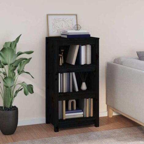 Bibliothèque, Étagère de Rangement, Meuble pour Dossier, Armoire de Rangement Noir 50x35x97 cm Bois de pin massif AXZ89872 (1/5)