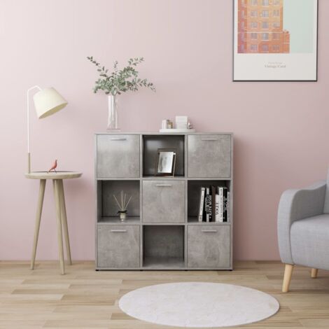 Bibliothèque, Étagère de Rangement, Meuble pour Dossier, Armoire de Rangement Gris béton 90x30x90 cm Aggloméré AXZ66826 (1/5)
