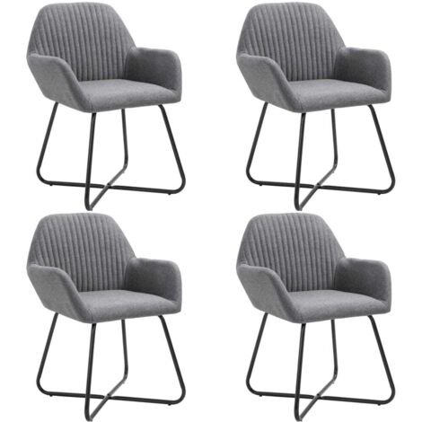 Lot de 4 Chaises Chaises de salle à manger Chaise de cuisine Gris foncé Tissu 81315 (1/5)