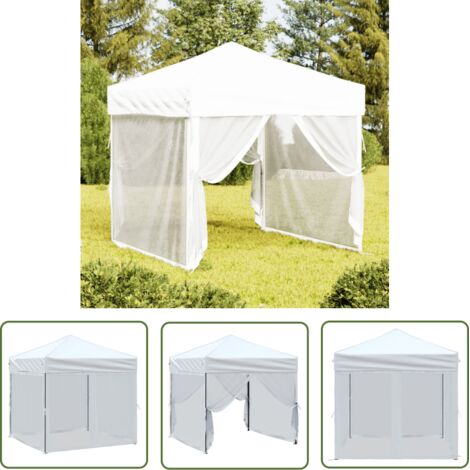 The Living Store Tente de réception pliable avec parois Blanc 2x2 m - Tents De Jardin - Abri Jardin - Gazebo - Parasol - Chapiteau Pliables (1/5)